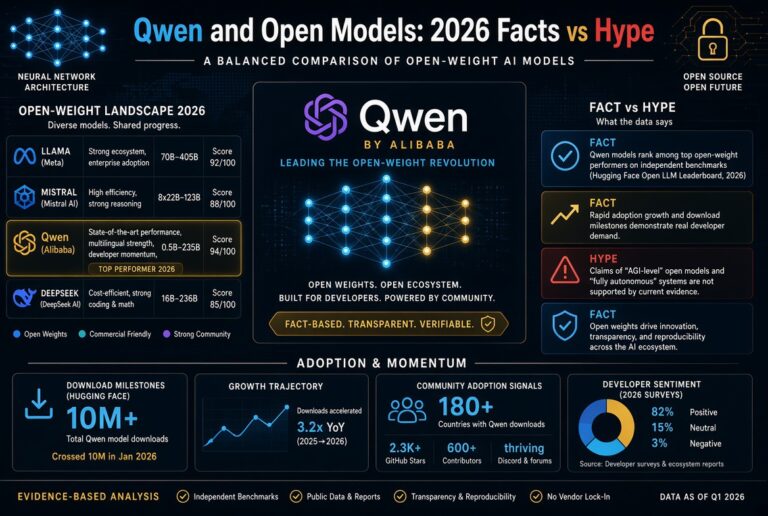 Qwen والنماذج المفتوحة: حقائق ٢٠٢٦ مقابل الضجة الإعلامية