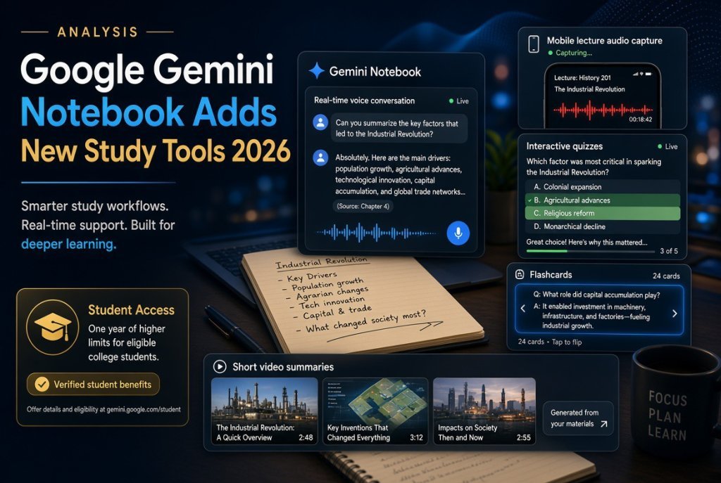 Google Gemini Notebook Adds New Study Tools 2026
