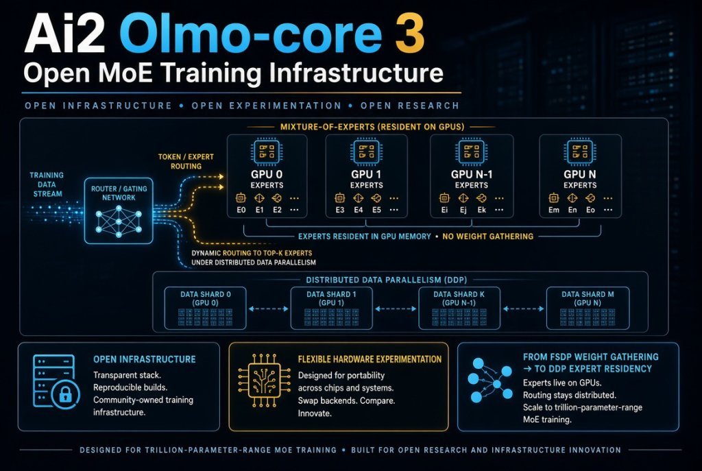Ai2 Olmo-core 3: Open MoE Training Infrastructure